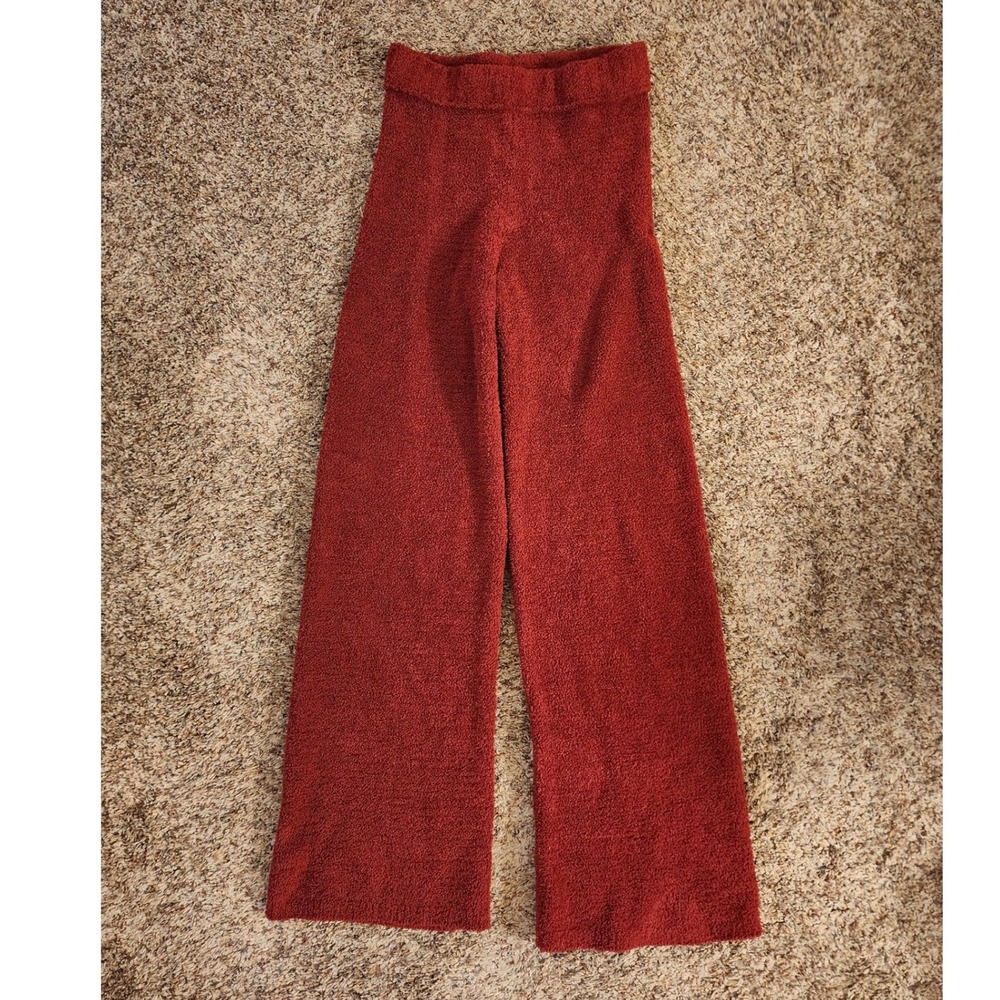 Aerie Chenille Boucle Flare Lounge Pants Rust Red Womens XS